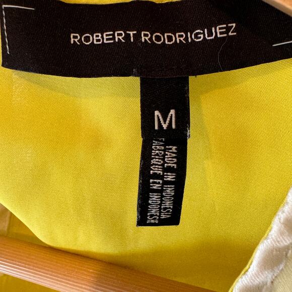 Robert Rodriguez Yellow and Cream Sleeveless Peplum Blouse Women's Medium - Picture 6 of 8